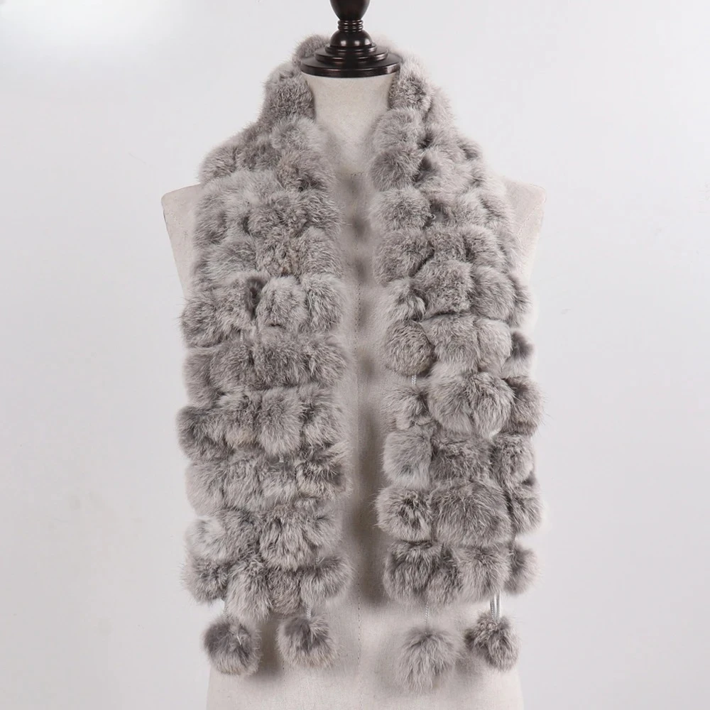 

Женский зимний теплый шарф из натурального кроличьего меха, Лидер продаж, глушитель из натурального кроличьего меха, 2025 г., женские шарфы из 100% натурального меха, оптовая и розничная торговля