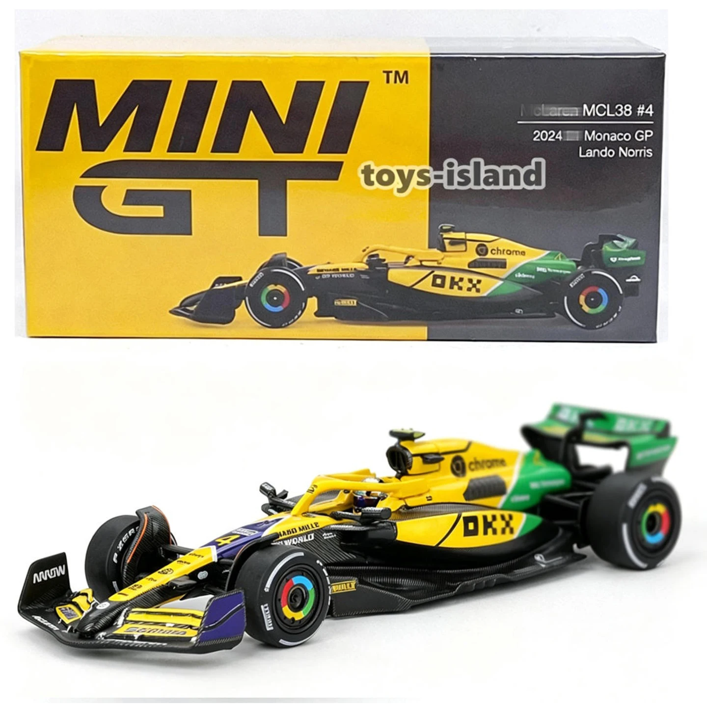 MINI GT 1164 MCL38 #4 Lando Norris 2024 Monaco GP 1/64 NEW Diecast Model Car Collection Limited Edition Alloy