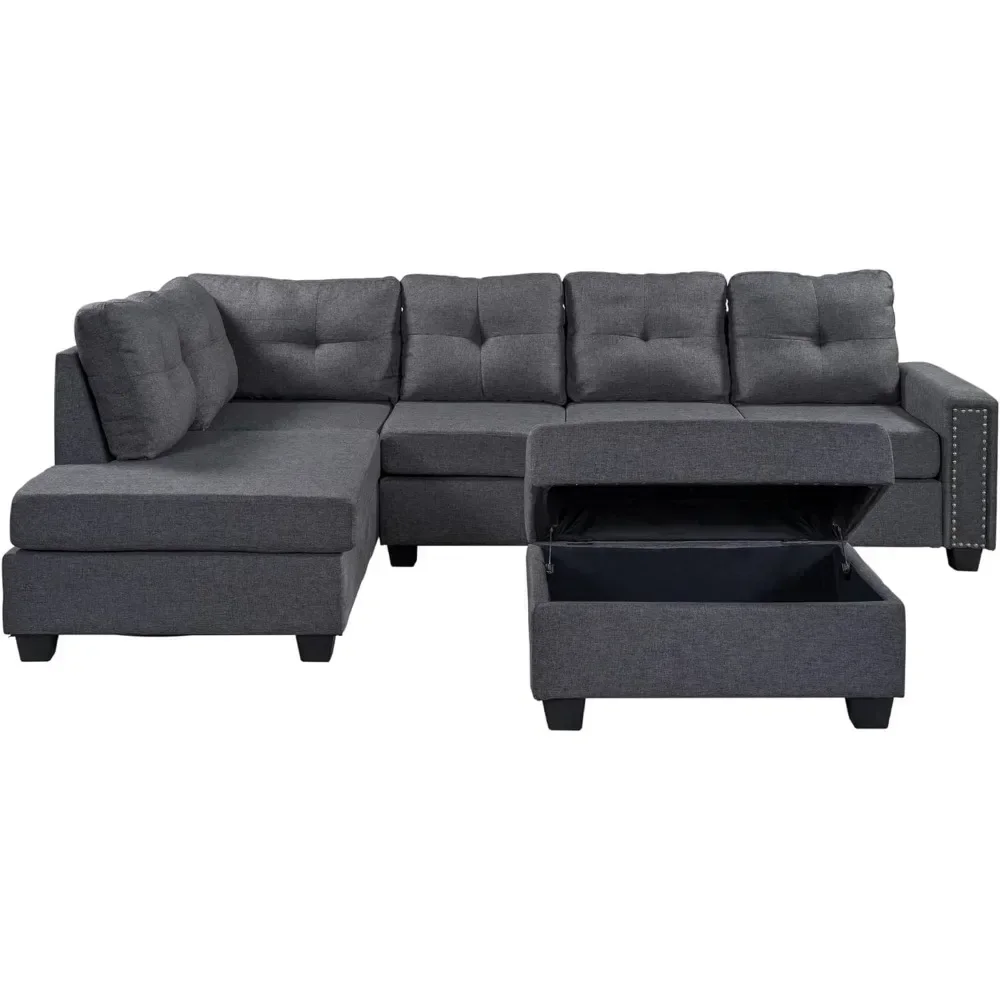 

hot selling Modular Storage Ottoman & Chaise, Comfy Oversized Corner Sofa Cup Holder,Fabric Living Room Furniture Couch