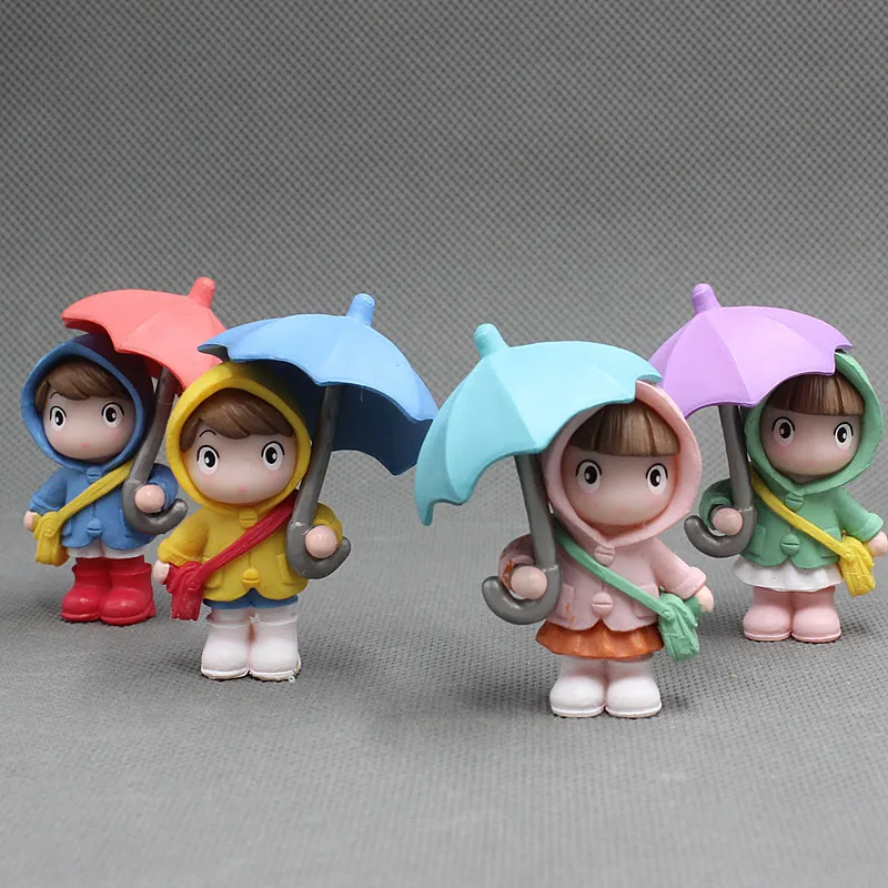 New Anime Cartoon Characters Umbrella Raincoat Girl Mini PVC Action Figure Doll Decoration Decoration