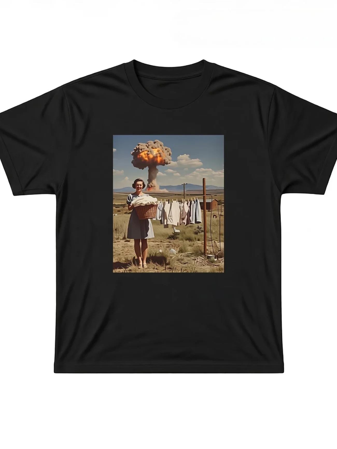 Teen Vintage Nuclear Testing T-Shirt Retro Nuclear Explosion Print Tee with Iconic Nuclear Icon Short Sleeve Round Neck Tops