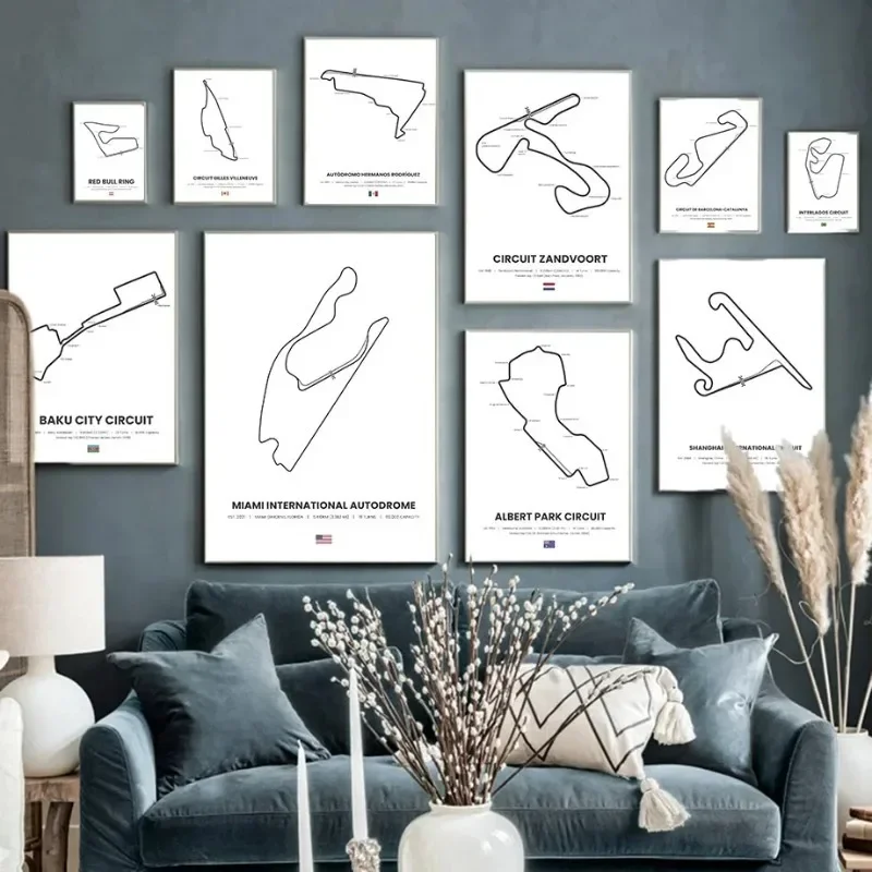 F1 Formula Race Track Prix Miami Circuit Wall Art Canvas Painting Nordic Posters and Prints Wall Picture Room Decor
