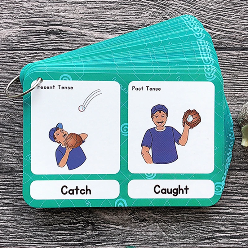 46 Groups Fun Flashcards Game English Word Pocket Irregular Verb Past Tense Cognitive Cards For Children Early Education Toys