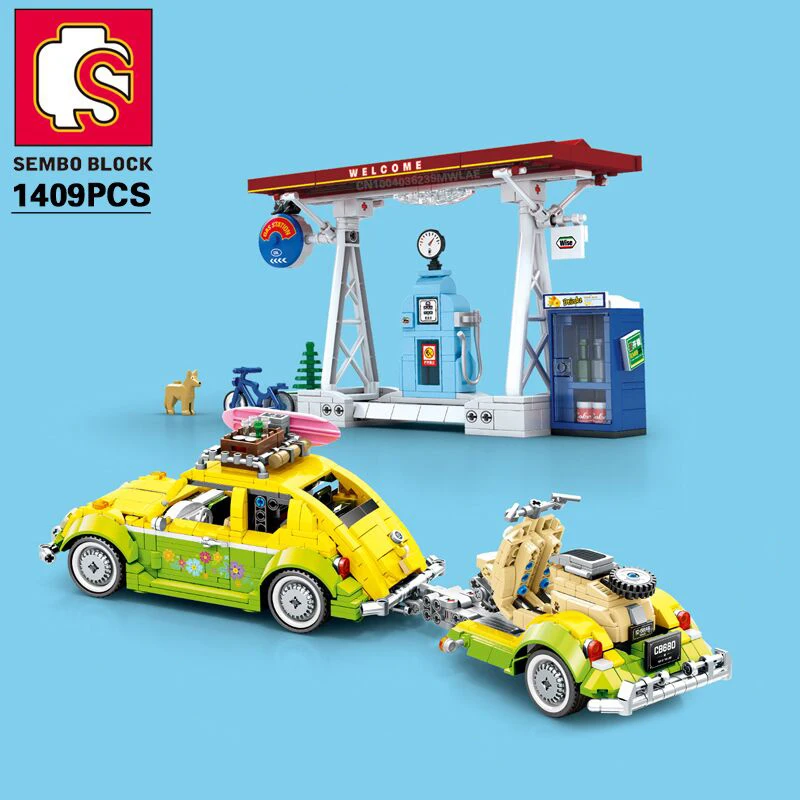 

SEMBO BLOCK 1409PCS Vintage Car Blocks Pull-Back Retro Car Building Bricks Kids DIY Roleplay STEM Collectible Model Kits Gifts