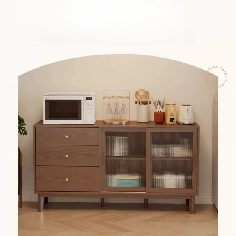 DSA solid wood dining side cabinet integrated wall storage wine cabinet household storage kitchen storage cupboard