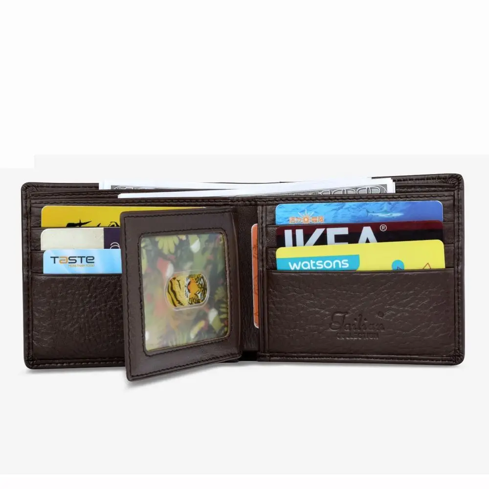 

Portable Cowhide Men's Short Wallet Classic Multi-position Slim Wallet Leisure Multi-function Male Leather Purse Outdoor