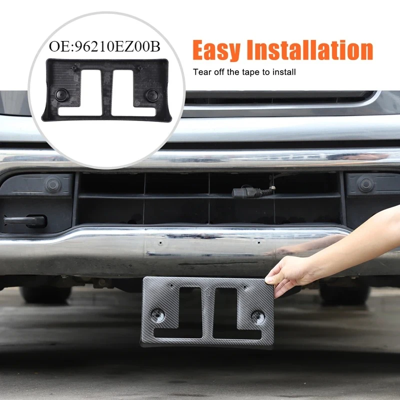 日産タイタン2016-2024-absブラック車用フロントバンパーナンバープレート取り付けホルダーブラケットカーアクセサリーoe-96210ez00b