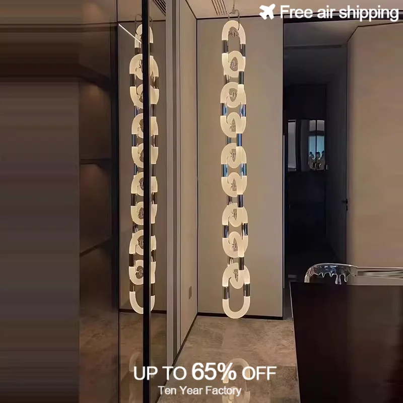 

Luxury Gold High Ceiling LED Pendant Light Chain Series Suspension Luminaire for Staircase Living Room Villa Decor