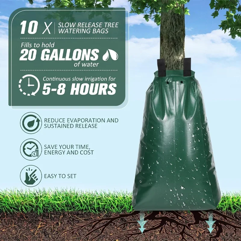 GardenTree Bag 20 Gallon Watering Bag Reusable Slow Release Tree Bag Pvc Irrigation Drip Bag For Deep Root Hydration And Healthy