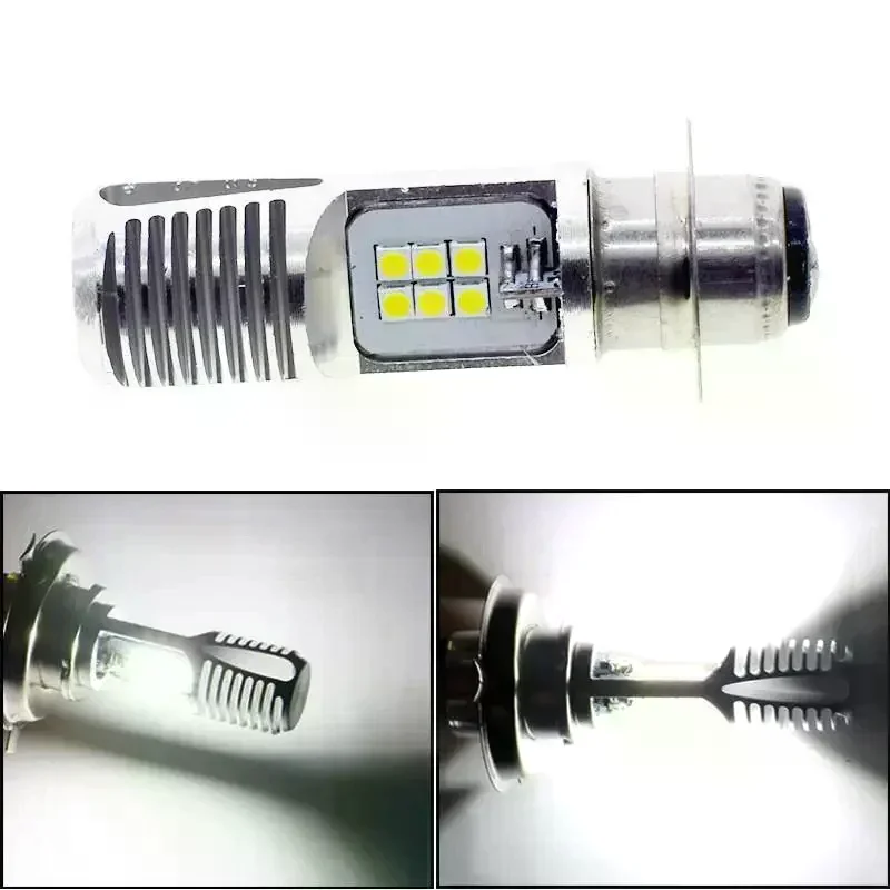 1PC Motorcycle H4 BA20D P15D Headlight 3030 24MSD LED Light Bulbs Dual Color White Yellow Plug And Play For ATV Moped Bike