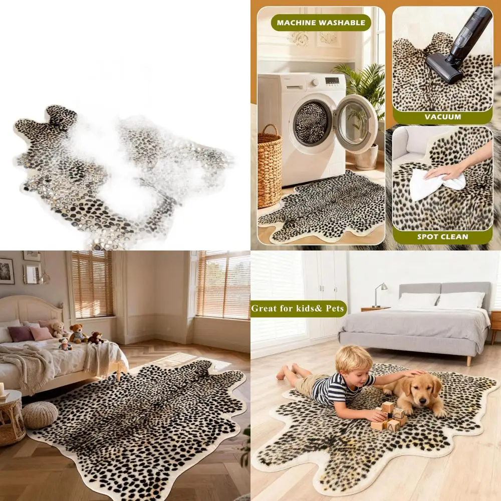 

Large 5.2x6.8ft Faux Cheetah Print Rug - Animal Skin Design for Living Spaces