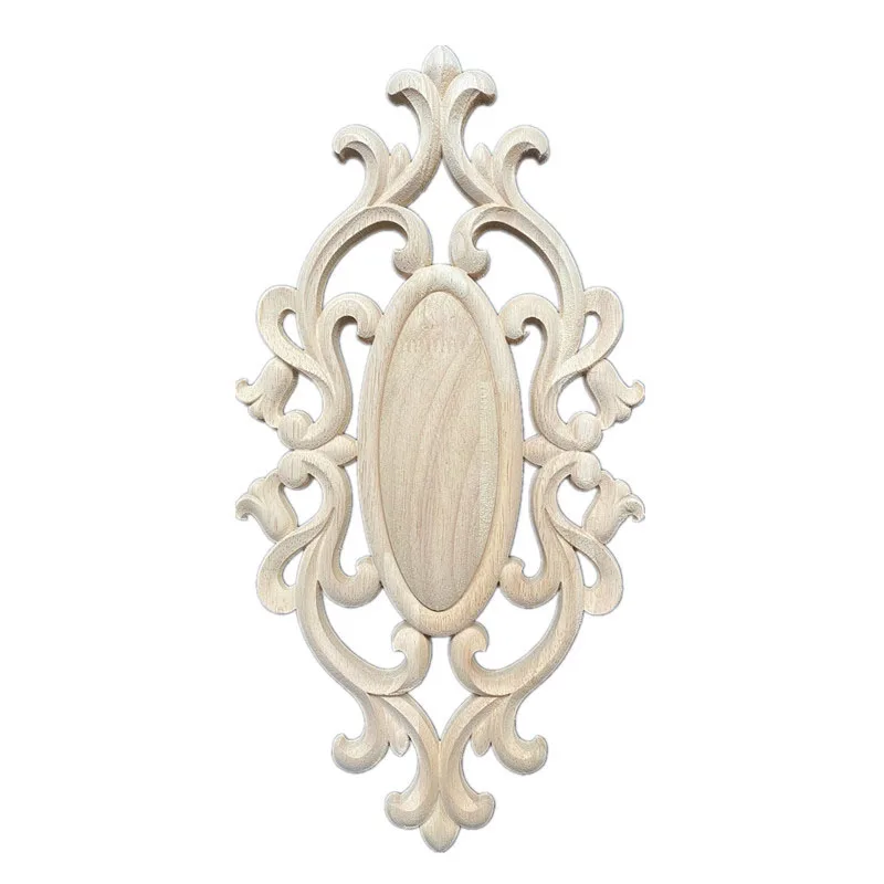 

25-40cm Vintage Unpainted Wood Carved Decal Corner Onlay Applique Frame Home Furniture Wall Cabinet Door Decor Crafts