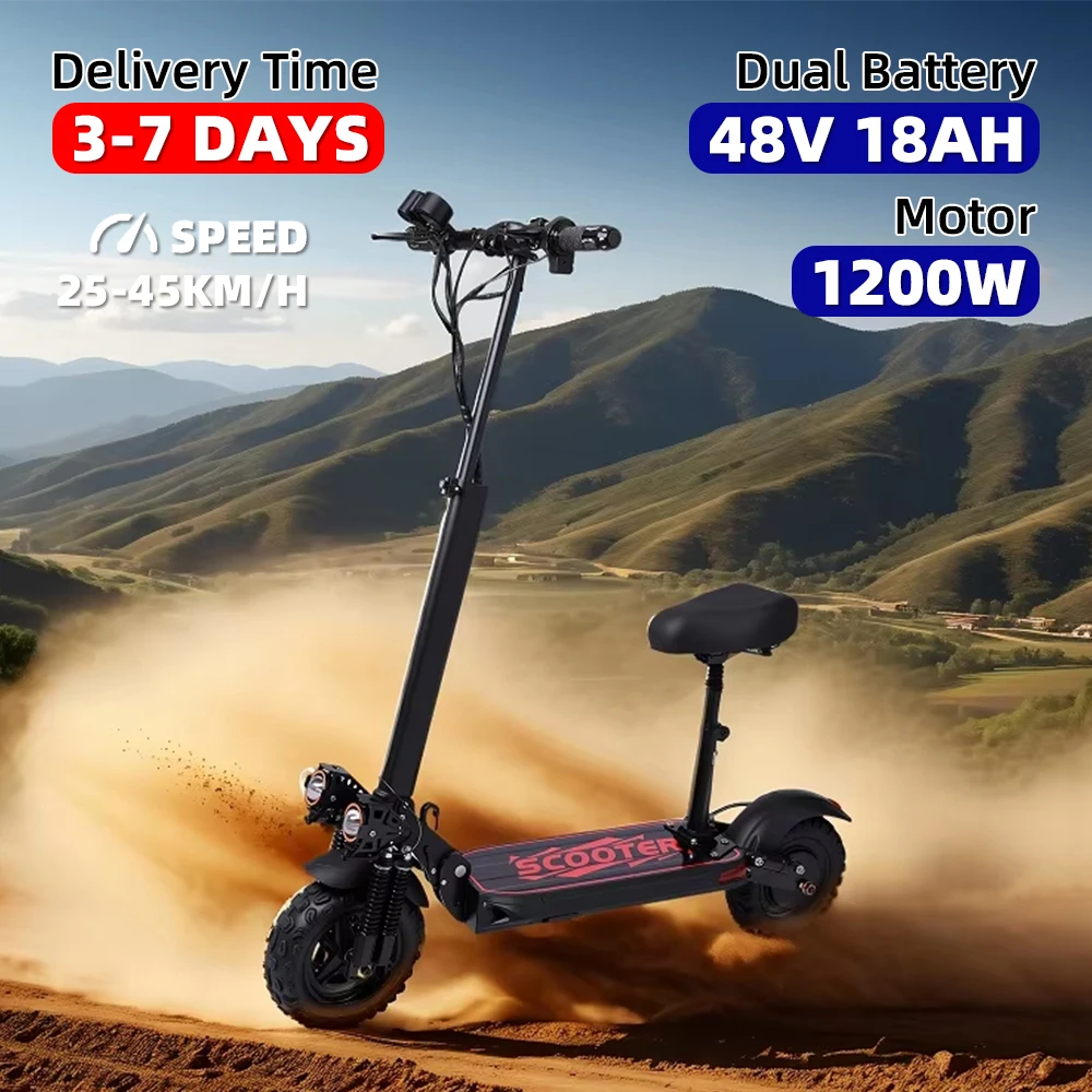 

One piece dropshipping 11 inch electric off-road scooter 1200W48V18AH lithium battery electric scooter in stock at the US wareho