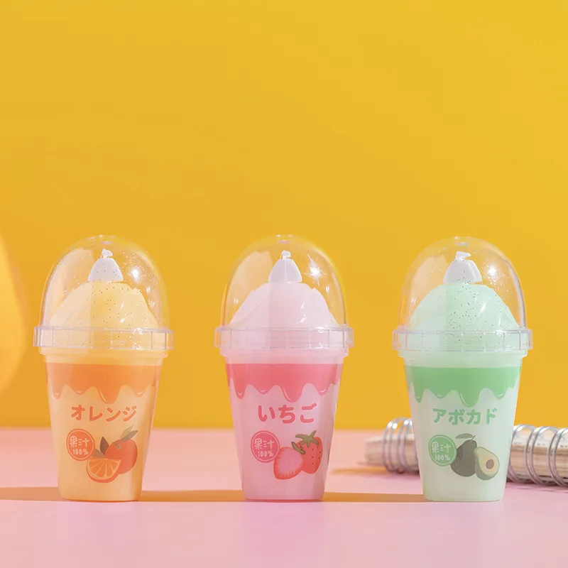 1 unidad de cinta correctora de helado de jugo Kawaii bonito de Lytwtw, papelería, suministros escolares de oficina, Corrector de botellas