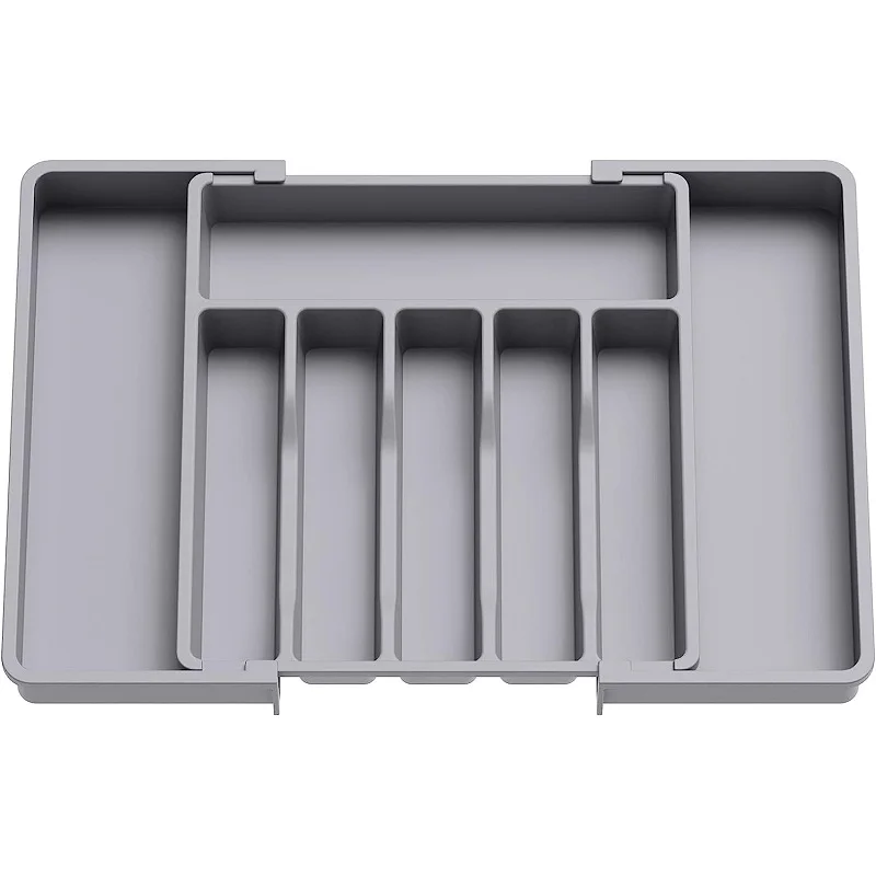 1PCS Expandable Utensil Tray,Knives and forks Plastic Storage box, Silver Case