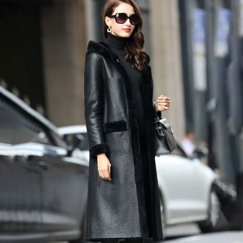 Leather Jacket Women\'s Overcoat Fashion Loose Thicke Fur One-piece Overcoat Warm Parker Coat 2023 New Winter Double-Sided Jacket