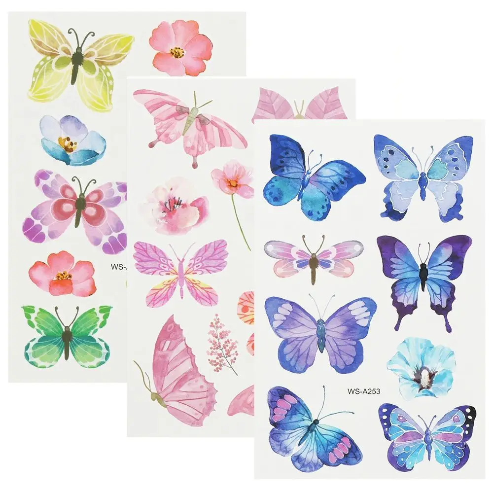 Butterfly Temporary Tatoos Body Stickers Fake Tattoo Birthday Party Favor Supplies Decor for Boys Girls Children Toddler Teens