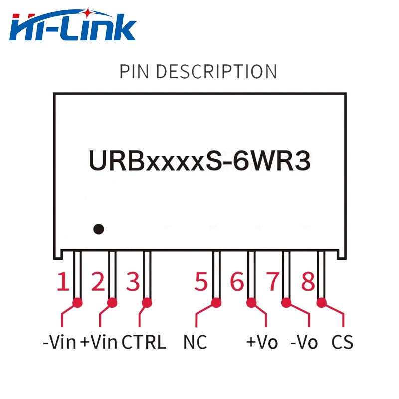 Hi-Link 2PCS 6W 24V/48V input URB2405S-6WR3 URB2412S-6WR3 URB4805S-6WR3 URB4812S-6WR3 DC DC Converter Power Intelligent Module