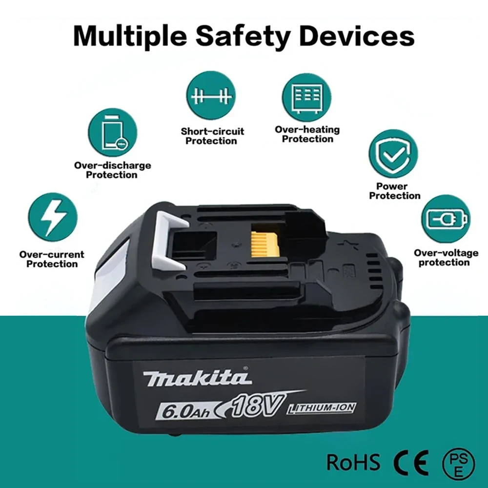 Batterie lithium-ion aste Makita, outil électrique, Eddie ion, LXT, BL1860B, BL1860BL1850, 18V, 100% d'origine