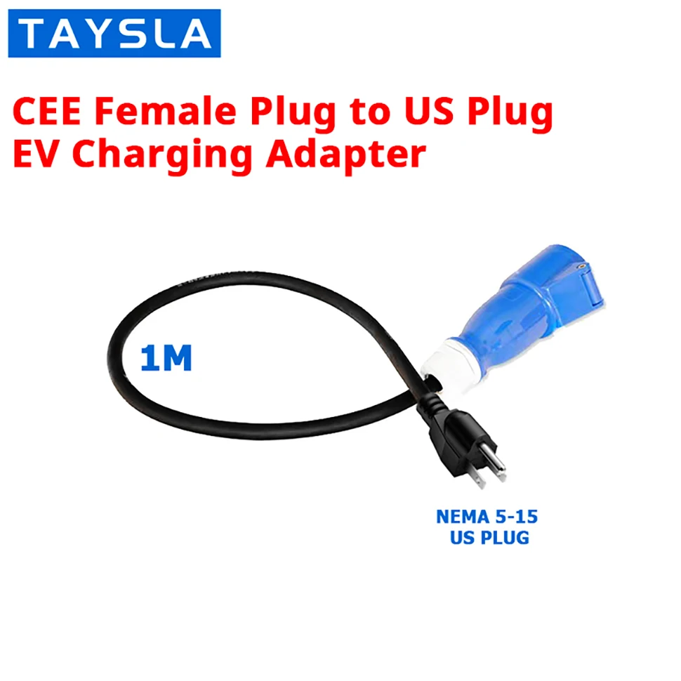 TAYSLA-EV Carregador Portátil, Schuko Plug para CEE Blue Power Feminino Plug Tomada Adaptador, Conector de Alimentação, 7KW 32A 3.5KW 16A