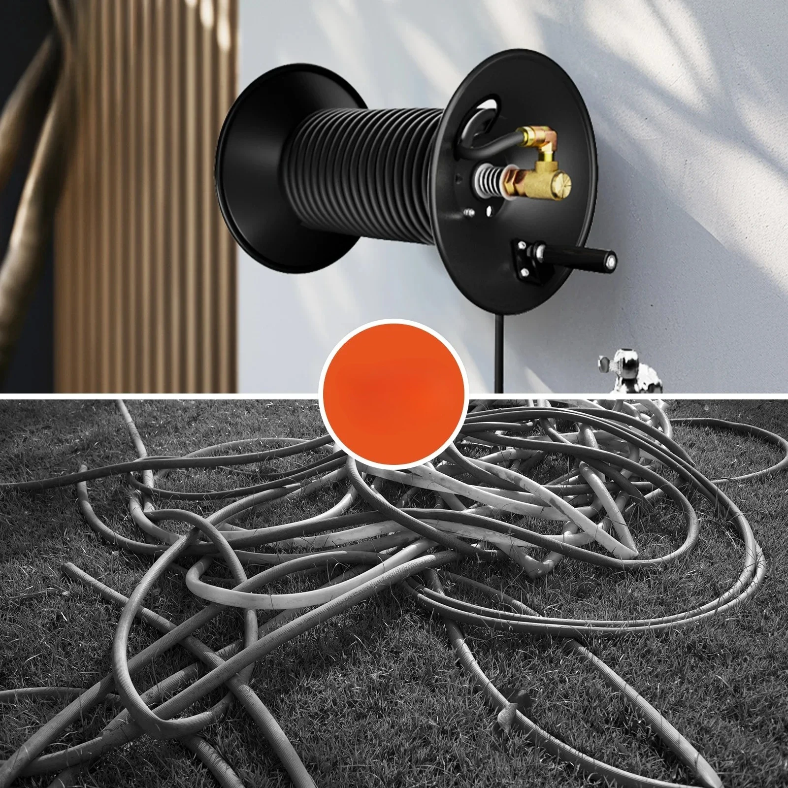 

z Pressure Washer Hose Reel, 100FT High Pressure Hose Reel with Hand Crank, 3/8" Heavy Duty Steel Pressure Washer Reel, 4000 PSI