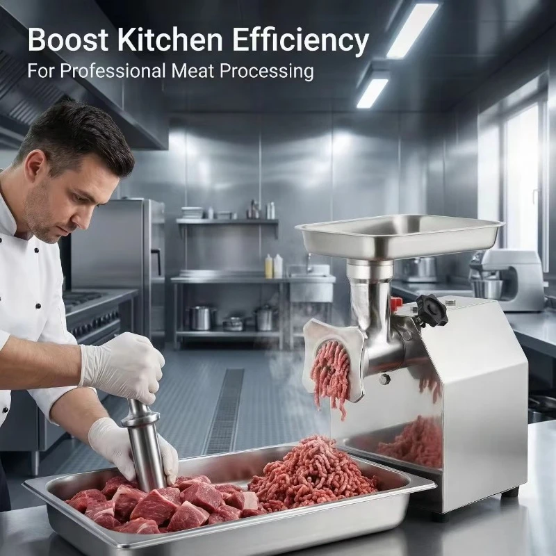 New Automatic Tabletop Commercial Electric Meat Grinder-Stainless Steel 200kg/h Capacity Three Phase Multi-Voltage SHANGQI