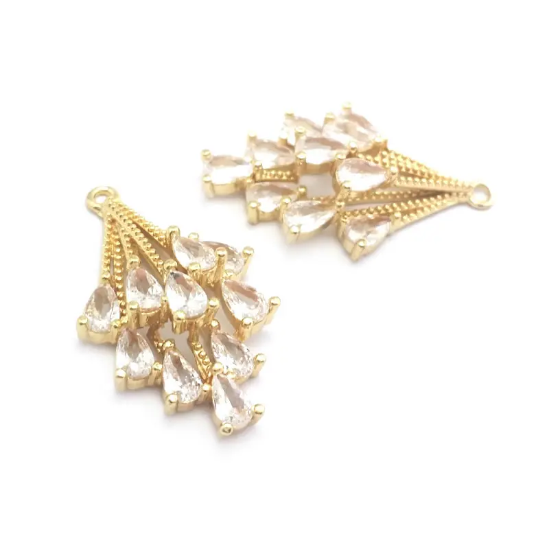 6PCS 18K Gold Color Brass and Zircon Feather Charms Pendants High Quality Diy Jewelry Accessories Rosediy official-website