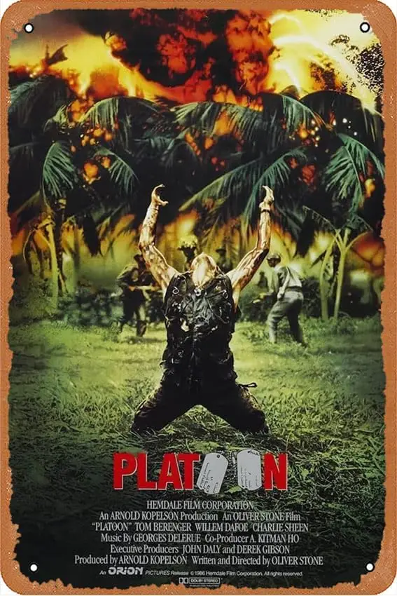 Platoon Movie William Dafoe Vintage Metal Tin Sign Retro Metal Sign Poster Home Bar Pub Garage Decor Gifts Home Wall Art Decorat