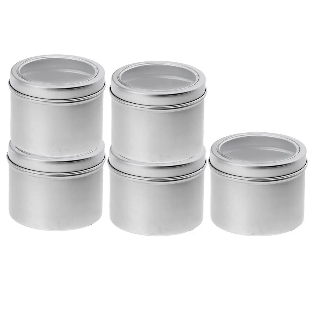 5Pc 100ml Aluminium Empty Cosmetic Pot Container Box Screw Lid