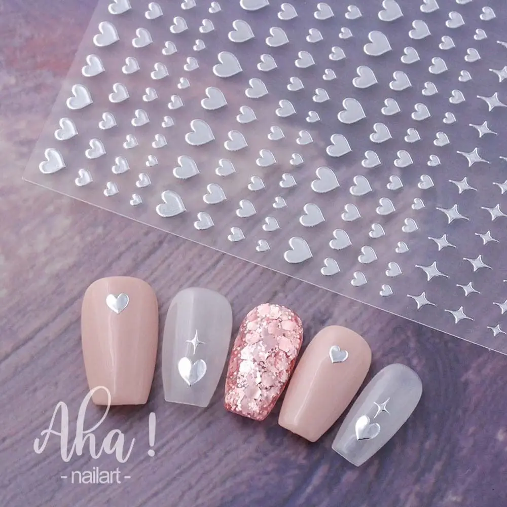 Auto-adesivo coreano amor coração unhas adesivos, estrela do verão decalques, Nail Art Decorações, acessórios de manicure