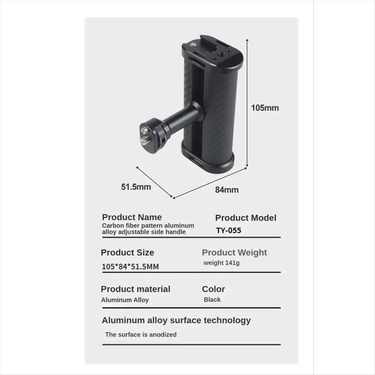 A72Z Mini Side Handle Handgrip with Dual 1/4 Mount for Mirrorless Digital Camera DSLR Camera Cage Built-in Wrench