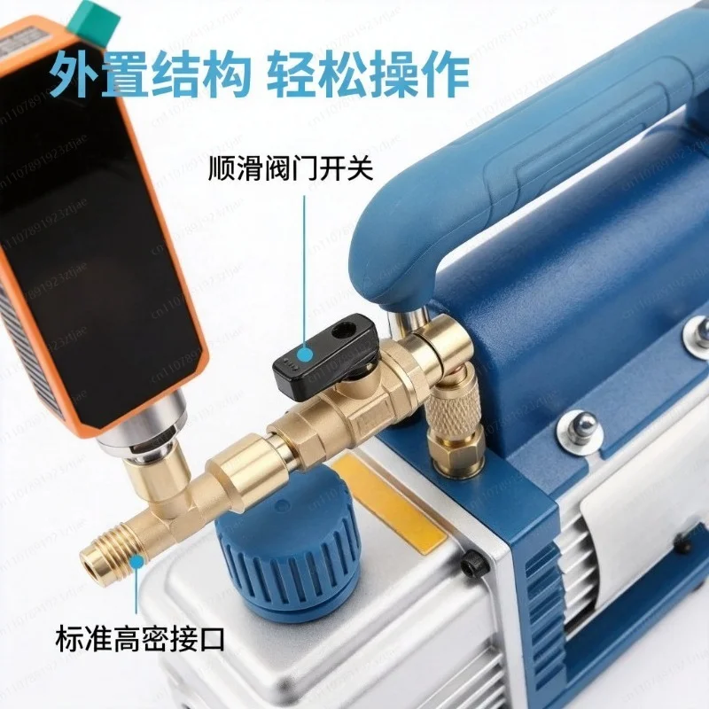 HVAC Service Ball Valve Set, Equipped with Tee Connector & Gauge Adapter for Refrigerant Refill and Vacuum Control