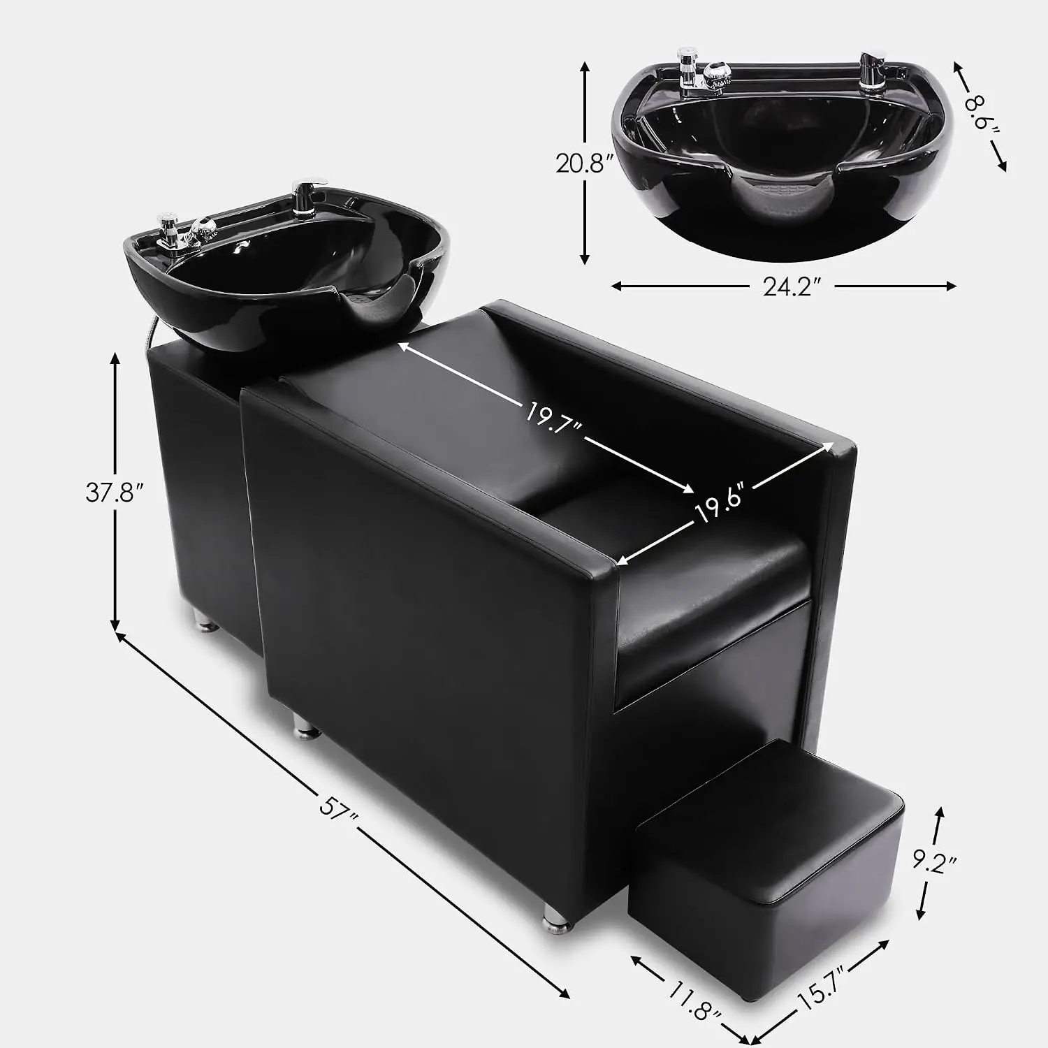 Backwash Shampoo Station Chair with Ceramic Bowl for Salon Barbershop, Customized