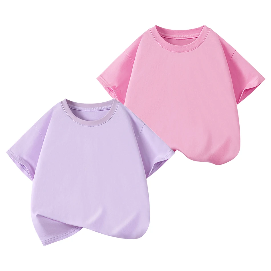 Мягкий дышащий топ для подростков 2024, летняя одежда для девочек, топы, детская одежда для мальчиков, однотонная спортивная повседневная футболка с короткими рукавами и круглым вырезом
