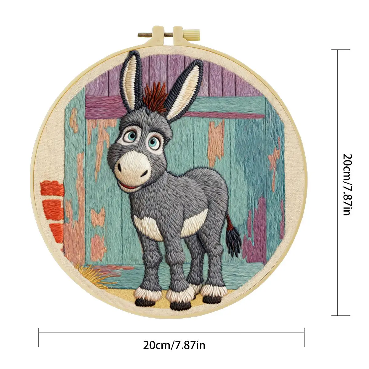 1 Stück 20X20CM/15X15CM 7,87/6,3 Zoll Tier - Esel Stickerei Starter-Kit DIY-Kit DIY-Stickerei-Set Handarbeiten Nadelkunst – Detail 4
