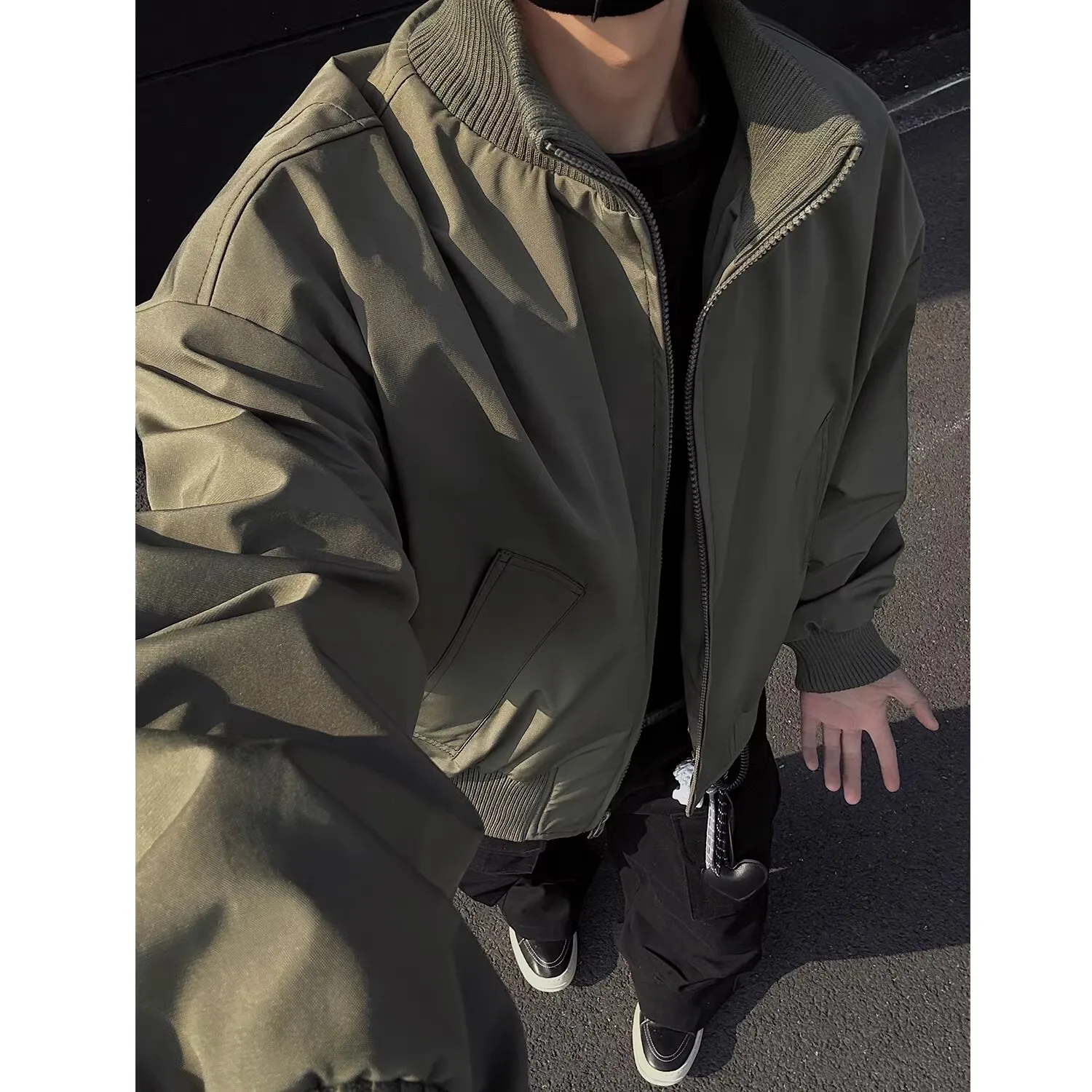 

Army Green Flight Jacket Men's Spring 2025 Short Baseball Jacket Loose Stand-up Collar Top