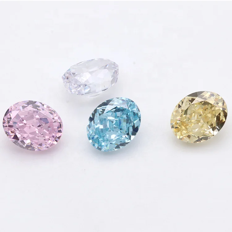

8x10mm High Quality Synthetic Diamond Zirconia Gemstone Oval Shape Crushed Iced Cut 6A Cubic Zirconia for Jewelry