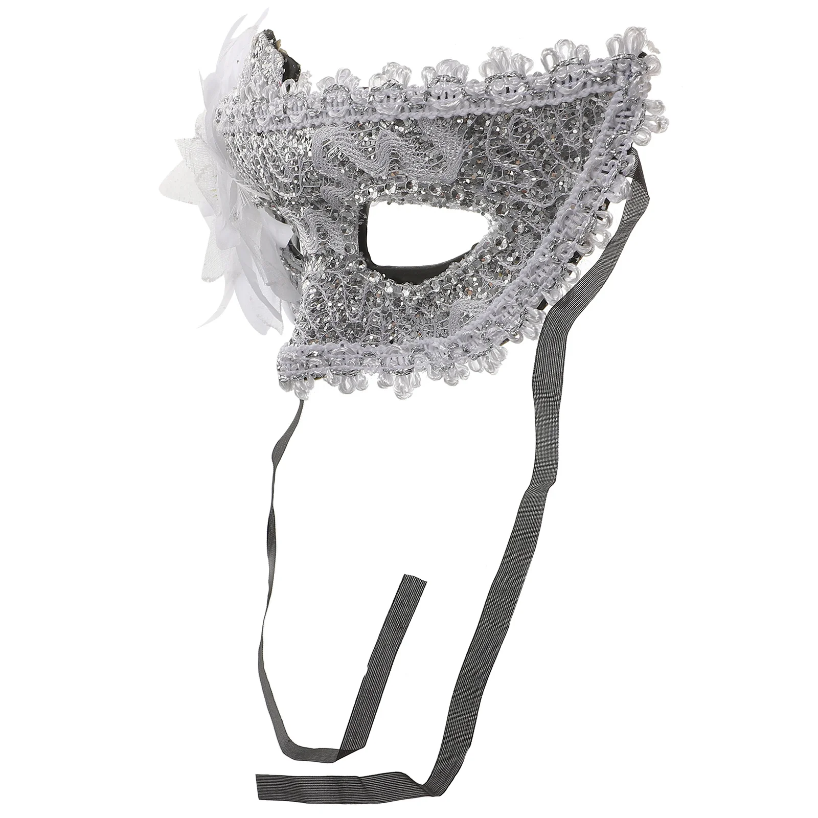 Elegant Flower Crystal Venetian Lace Face For Halloween Masquerade Costume Party Durable Hard Plastic Mask With