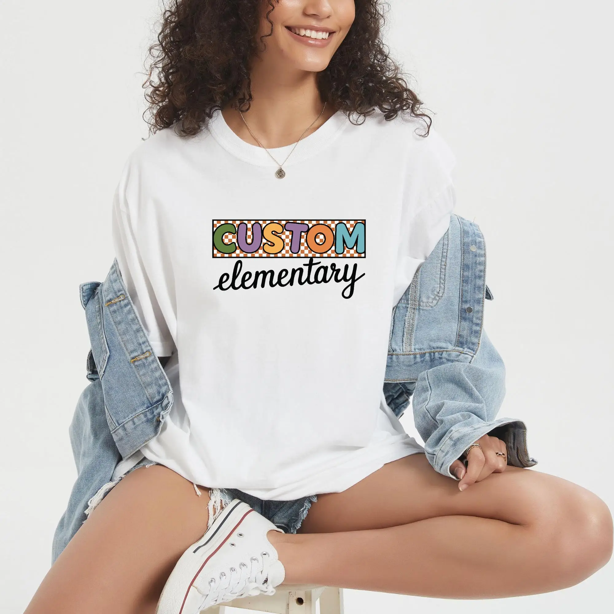 

Custom Elementary School T-Shirt, Fun and Personalized Design for Teachers & Students, Perfect for Casual Schoolwear