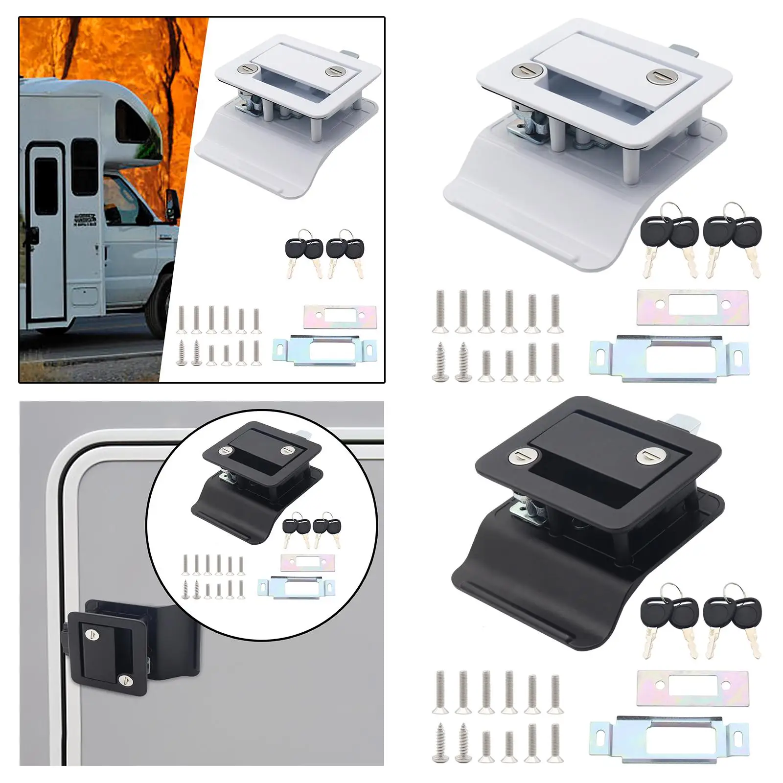 

RV Door Lock Replacement Kit Hole Cutout 68x92mm for Trailer Cargo Hauler Automobile Repairing Accessory with Screws Durable