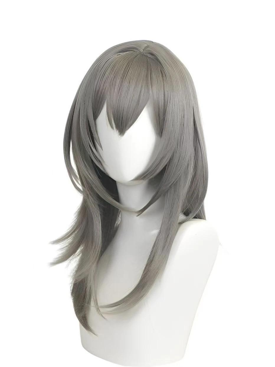 Honkai Star Rail Stelle Cosplay Wig Female Trailblazer Gray Medium Length Layered Synthetic Hair Wig For Game Cos Halloween