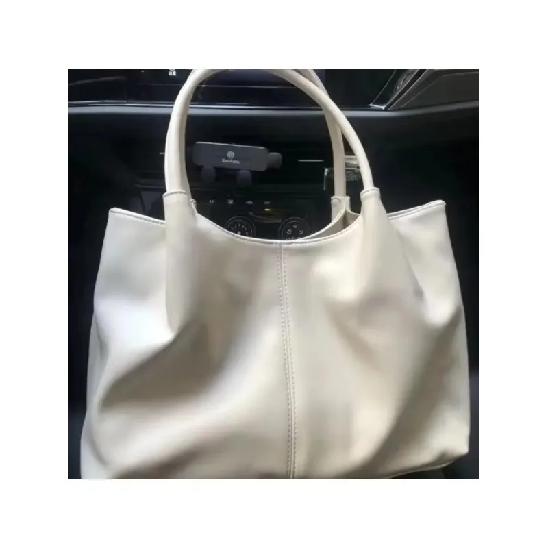 Sac fourre-tout en cuir PU souple sous les bras pour femme, sac d'école simple, grande capacité, sac à main complet pour étudiant, initié blanc, 2023