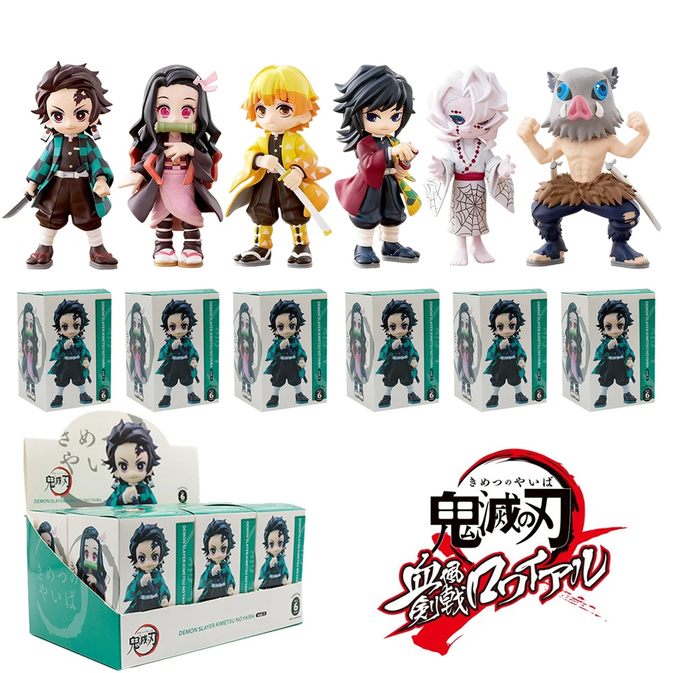 Demon Slayer Tanjiro Kamado Nezuko Kimetsu No Yaiba caja ciega figura de Anime estatua personalizada modelo ornamento caja de regalo sorpresa