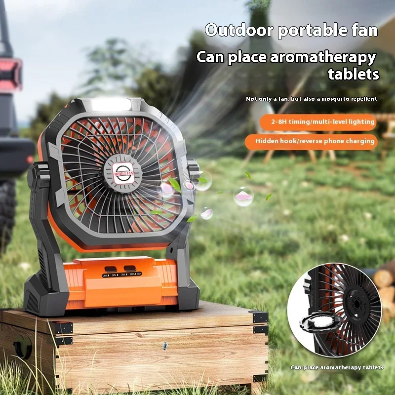 مروحة سقف معلقة متعددة الوظائف مع أضواء P20 مروحة تخييم داخلية وخارجية محمولة مع إضاءة