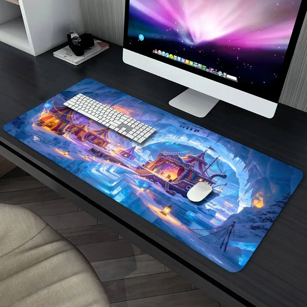 Ice Cave Fantasy Circus TCG Mouse Pad Extended Desk Mat Stitched Edge Non‑Slip Keyboard Mat for Gaming Home Office CP Game Mat