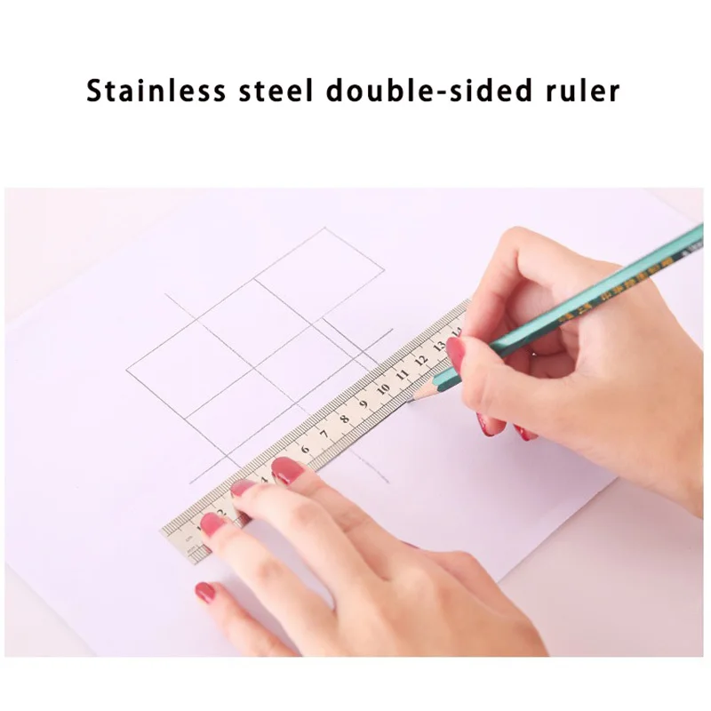 15/20/30cm Metal Scale Stainless Steel Straight Ruler Measuring Stationery Drafting Accessory Hand Tool School Office Supplies