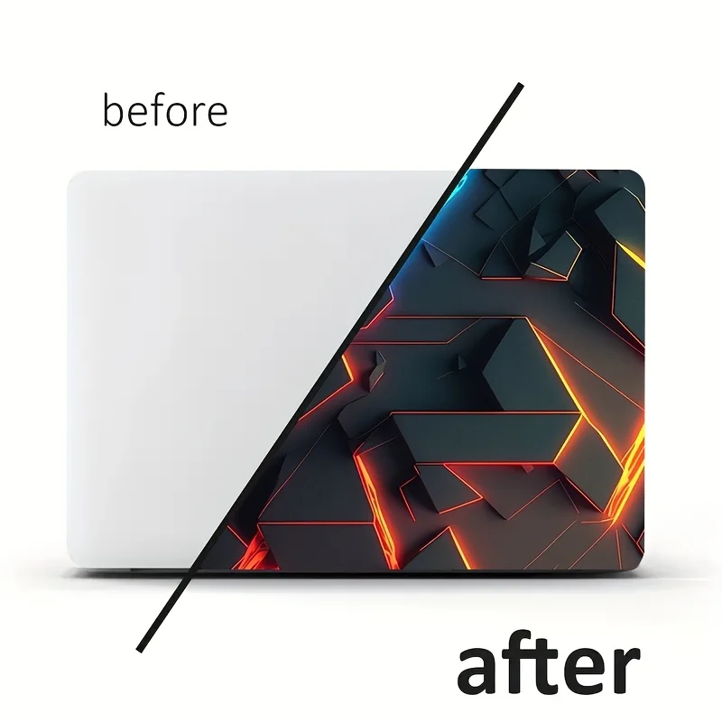 Pack of 2 PVC laptop stickers, geometric design, scratch-resistant, self-adhesive, semi-matte finish, reusable, easy to stick