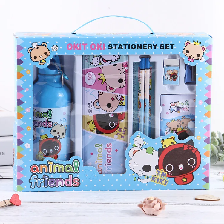 Student Stationery Set Children's Cartoon Stationery Water Bottle Set Box Deluxe Creative Stationery Gift Box Gift Prize