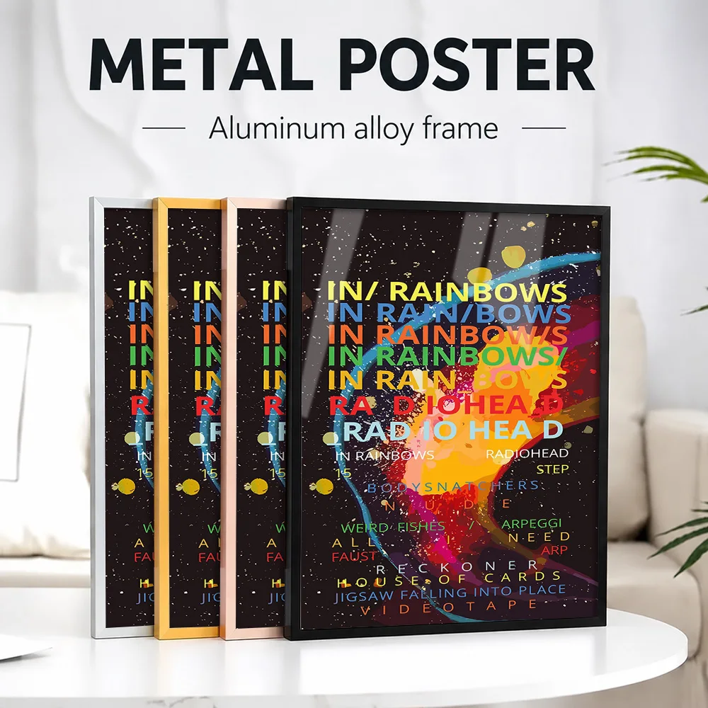 Radiohead In Rainbows Album Cover Framed Metal Poster Personalized Photo Modern Sound Style Wall Art For Lounge Music Fan Gift