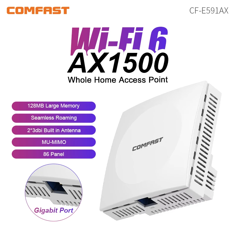 

Comfast AX1500 WiFi6 Mesh Router Dual Band WiFi 6 Gigabit Wireless Router 2.4G&5.8G WAN/LAN Port Home Mesh Wifi Repeater Router